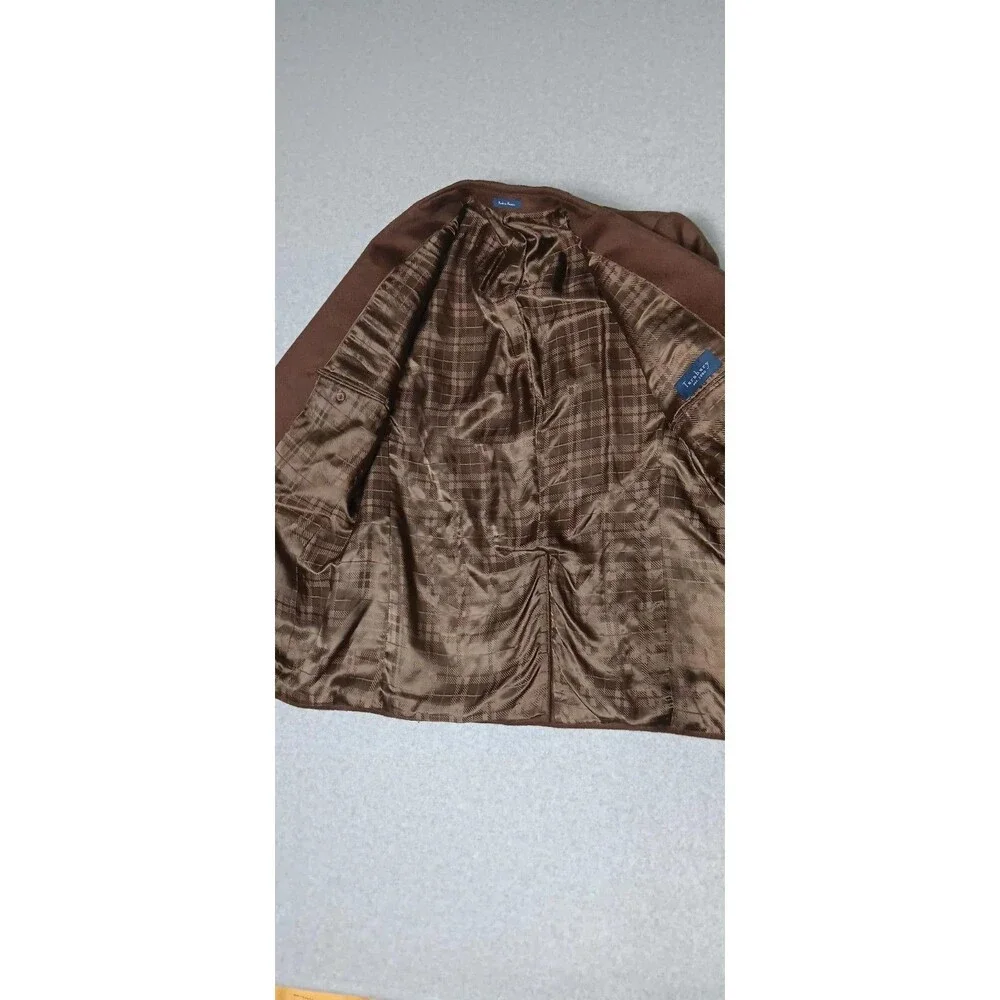 Vintage Turnberry 100% Camel Hair Blazer Jacket Mens 44R Chocolate Brown Sports
